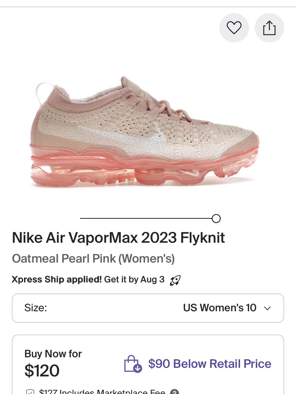 Nike Women's VaporMax 2023 Flyknit Sneakers - Oatmeal & Pearl Pink